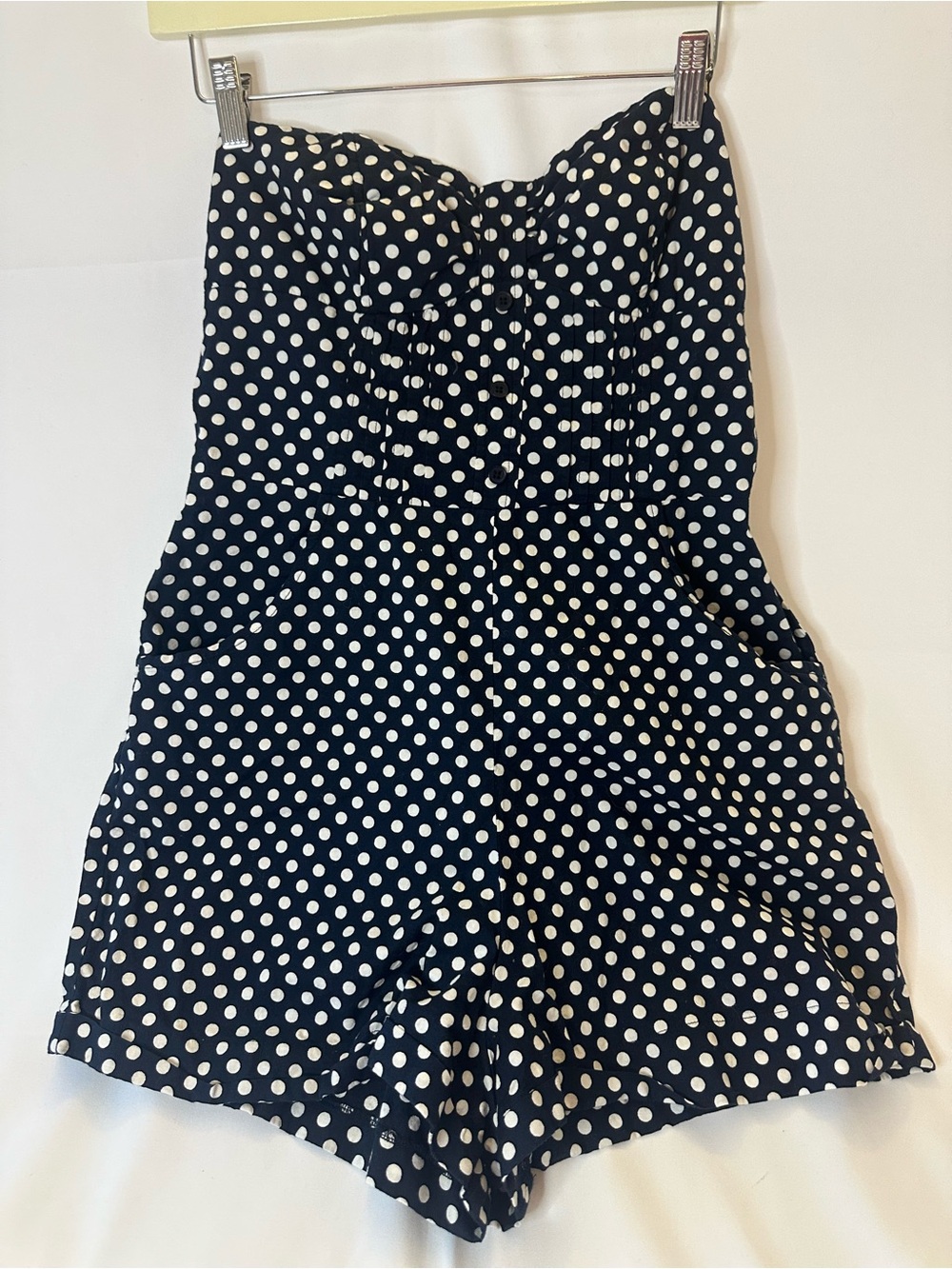 Urban Outfitters Pins And Needles Navy/White Polkadot Strapless Romper size Larg
